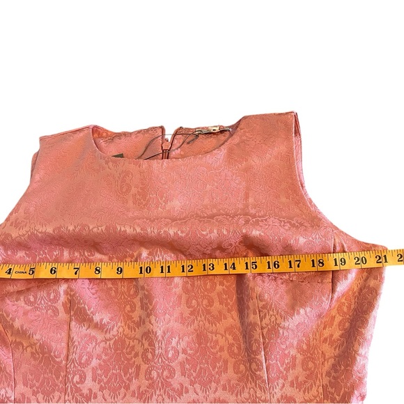 Eva Mendes Pink Lace Embroidered Material Sleeveless Dress zipper back size 14 - Picture 7 of 9